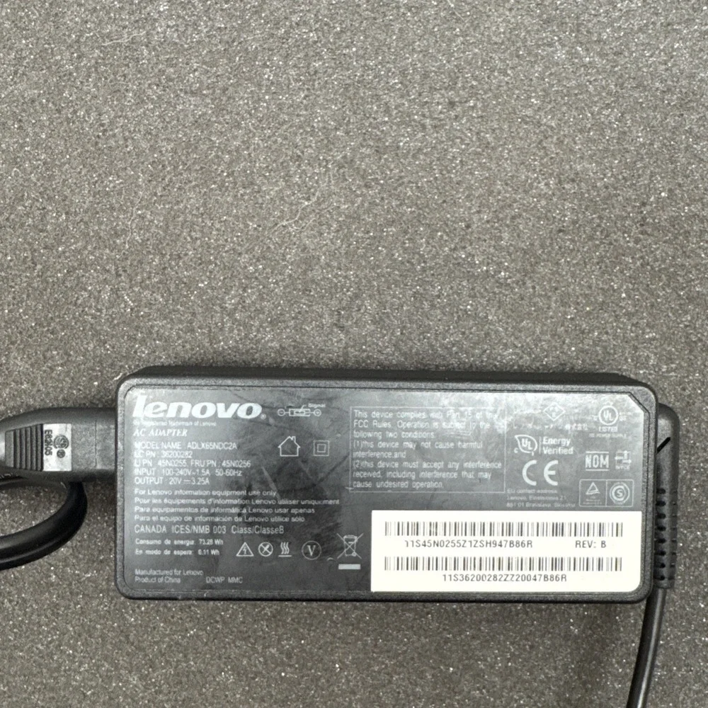Lot of 2 Genuine Lenovo ThinkPad OEM AC Power Adapters 20V Tested